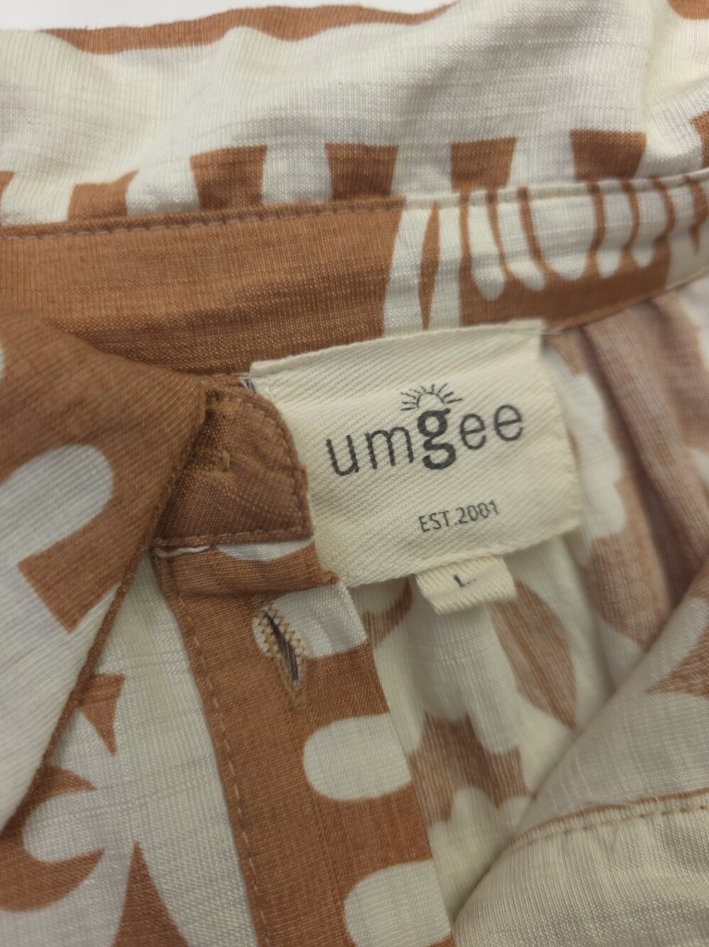 Umgee Camel Cream Floral Print Button-Front Women’s Dress Sz L - Picture 9 of 12